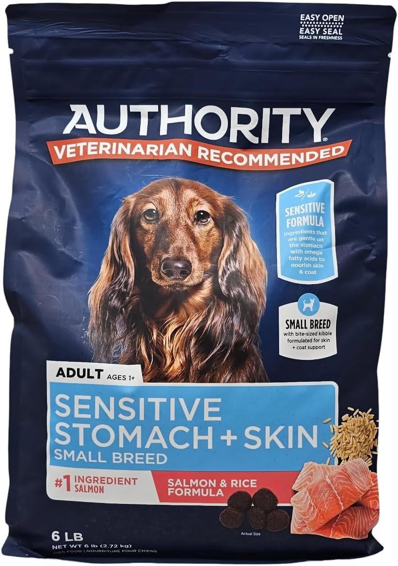 Authority Food. Small Breed Adult Sensitive Stomach and Skin Salmon and Rice Dry Dog Food